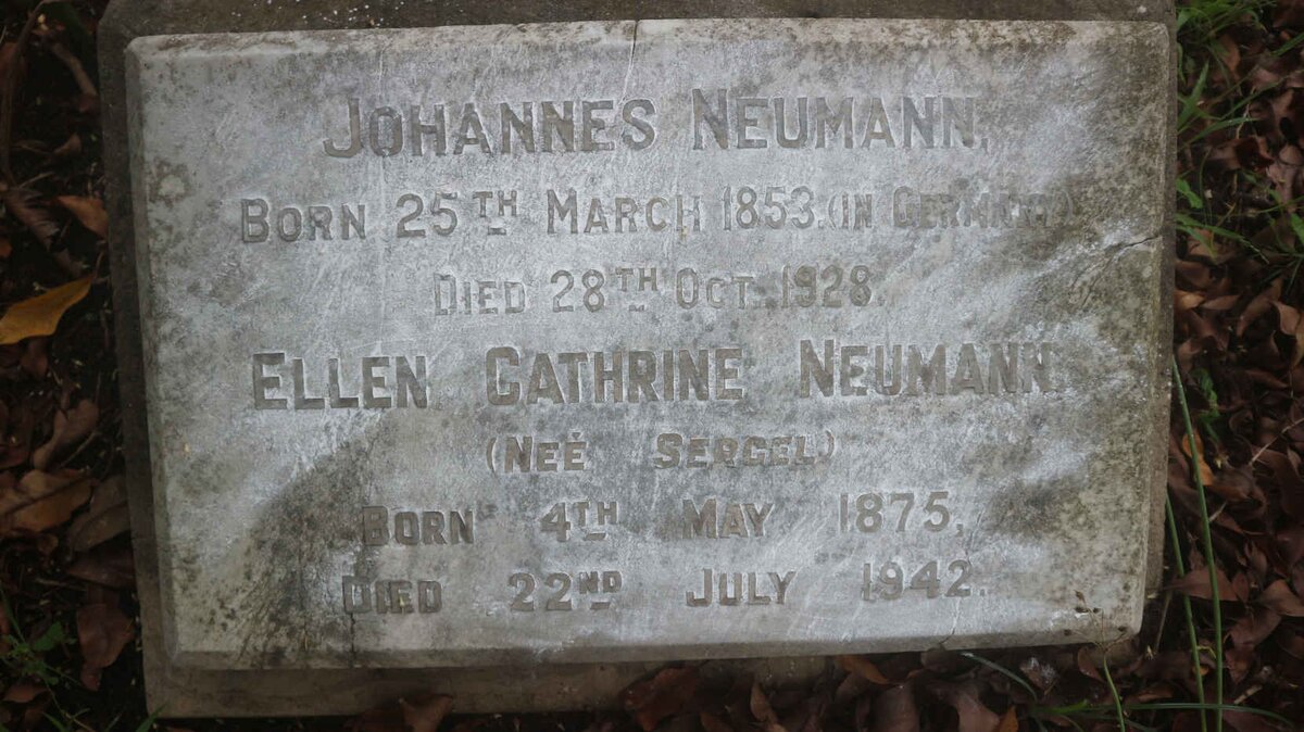 NEUMANN Johannes 1853-1928 &amp; Ellen Catherine SERGEL 1875-1942