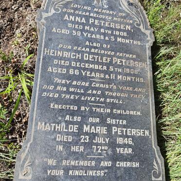PETERSEN Heinrich Detlef -1906 &amp; Anna -1905 :: PETERSEN Mathilde Marie -1946