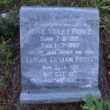 PRINCE Lennox Graham 1905-1987 &amp; Olive Violet 1913-1957