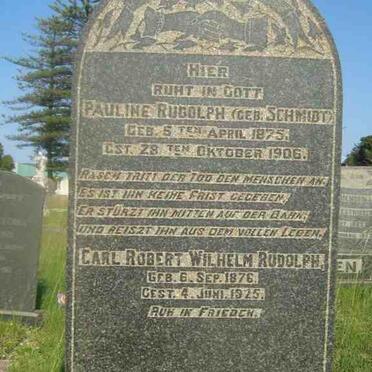 RUDOLPH  Carl Robert Wilhelm 1876-1925 &amp; Pauline  SCHMIDT 1875-1906