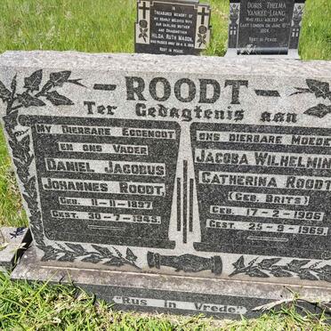ROODT Daniel Jacobus Johannes 1897-1945 &amp; Jacoba Wilhelmina Catherina BRITS 1906-1969