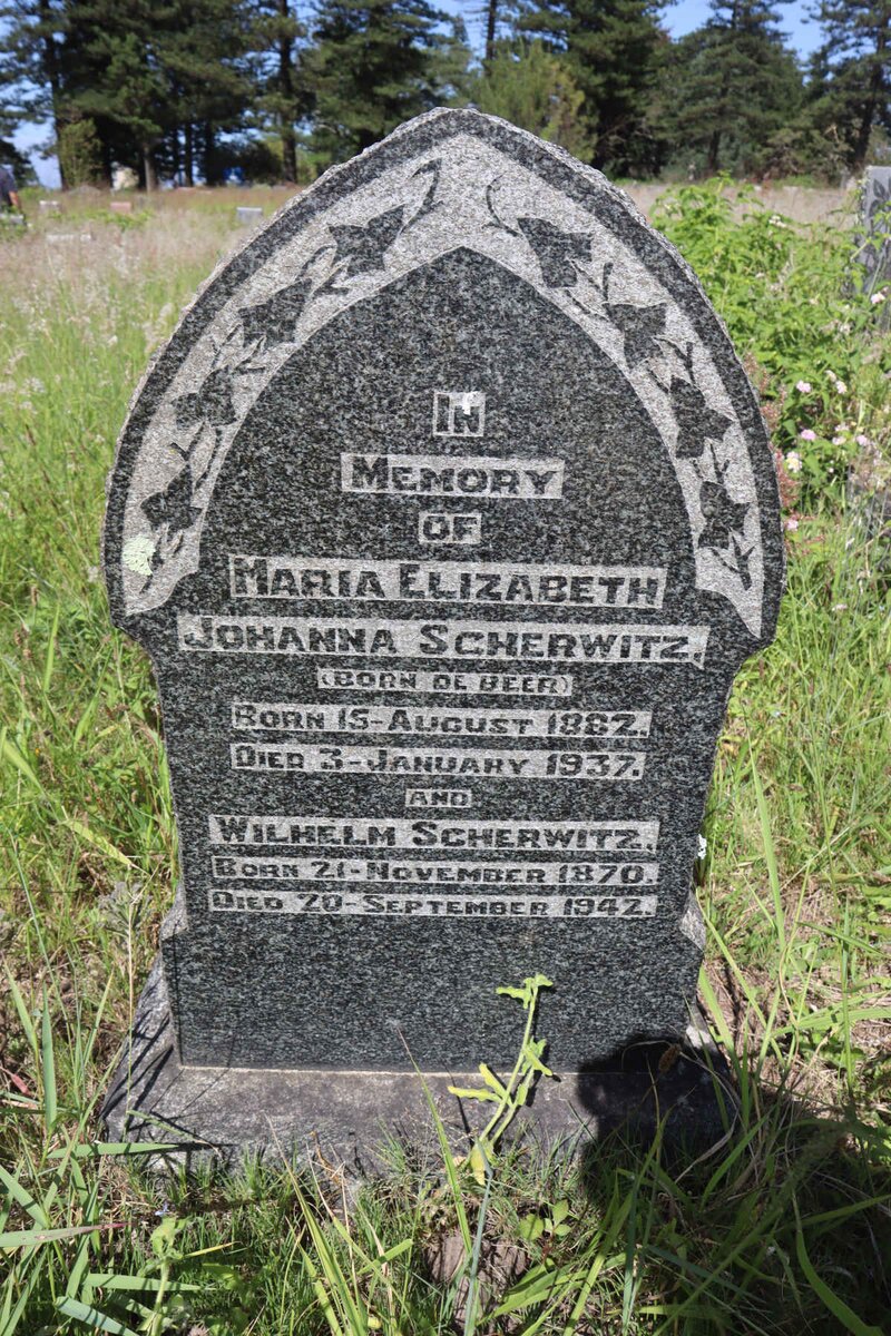 SCHERWITZ Wilhelm 1870-1942 &amp; Maria Elizabeth Johanna DE BEER 1882-1937