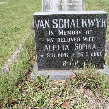 SCHALKWYK Aletta Sophia, van 1926-1988