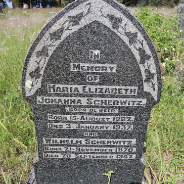 SCHERWITZ Wilhelm 1870-1942 &amp; Maria Elizabeth Johanna DE BEER 1882-1937