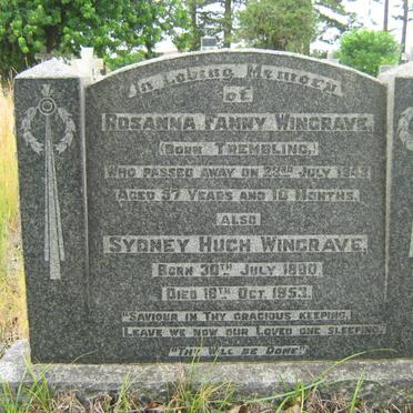 WINGRAVE Sydney Hugh 1880-1953 &amp; Rosanna Fanny TREMBLING -1943