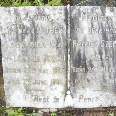 WALSH Patrick Stephens 1886-1945 &amp; Catharina W.J. BOSCH 1882-1961