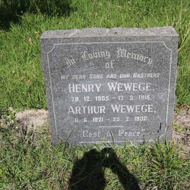 WEWEGE Henry 1905-1915 :: WEWEGE Arthur 1921-1930