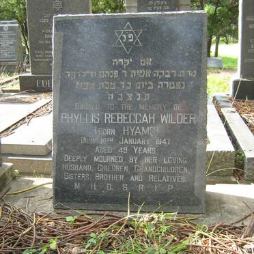 WILDER Phyllis Rebeccah born HYAMS -1947 