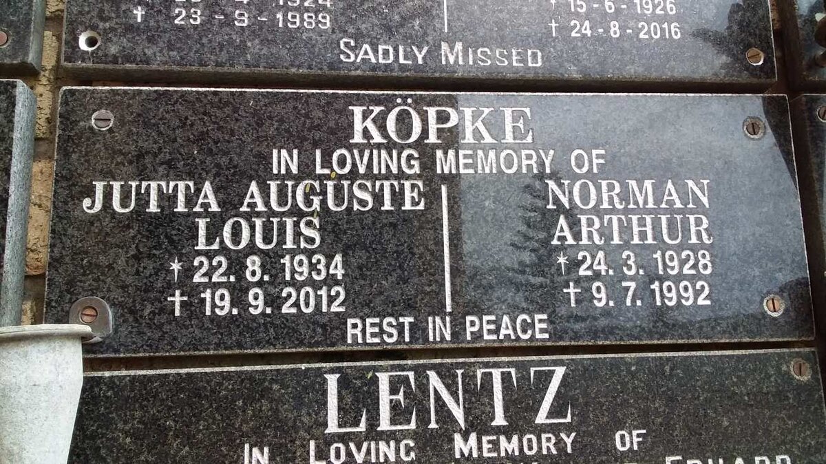 KÖPKE Norman Arthur 1928-1992 &amp; Jutta Auguste Louis 1934-2012