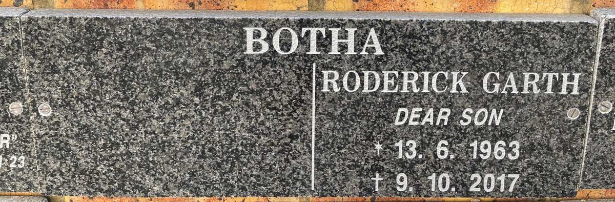 BOTHA Roderick Garth 1963-2017