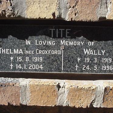 TITE Wally 1919-1996 &amp; Thelma CROXFORD 1919-2004