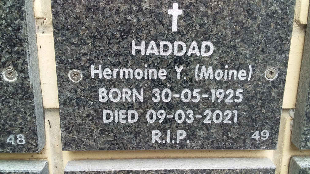 HADDAD Hermoine Y. 1925-2021