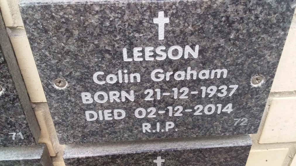 LEESON Colin Graham 1937-2014