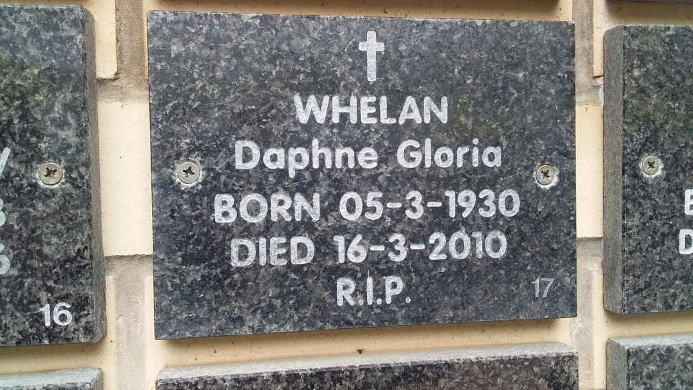 WHELAN Daphne Gloria 1930-2010