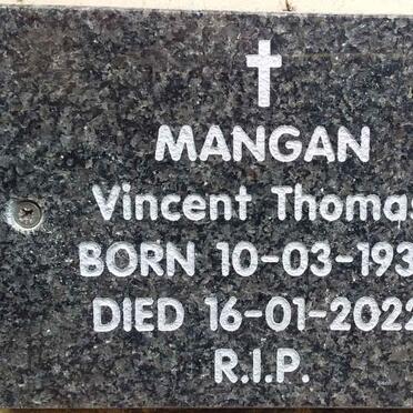 MANGAN Vincent Thomas 1935-2022