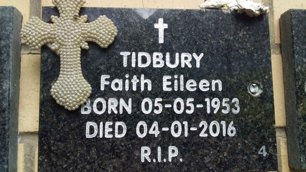 TIDBURY Faith Eileen 1953-2016