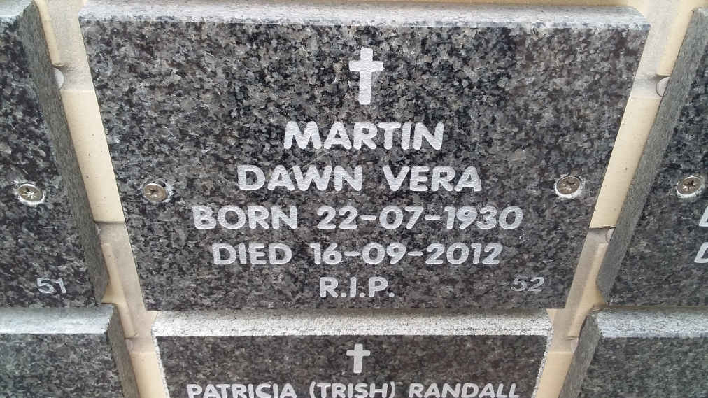 MARTIN Dawn Vera 1930-2012