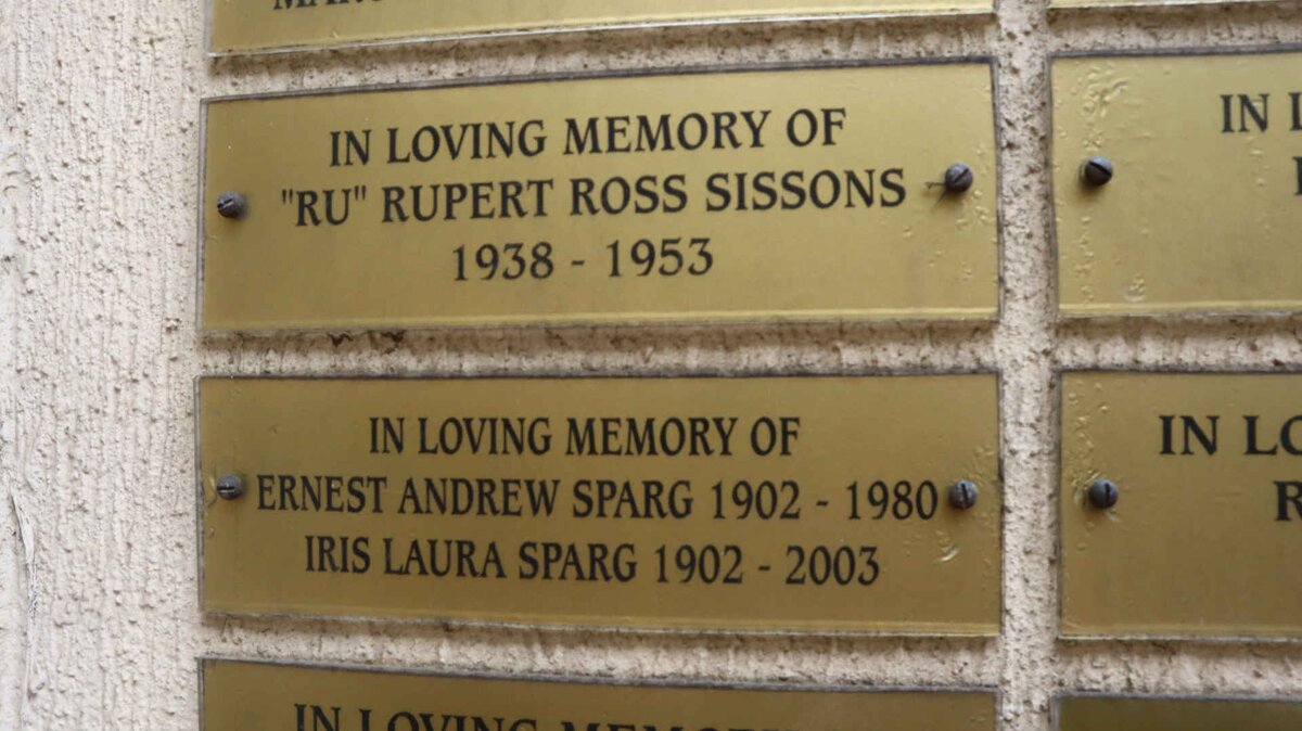 SISSONS Rupert Ross 1938-1953 :: SPARG Ernest Andrew 1902-1980 & Iris Laura 1902-2003