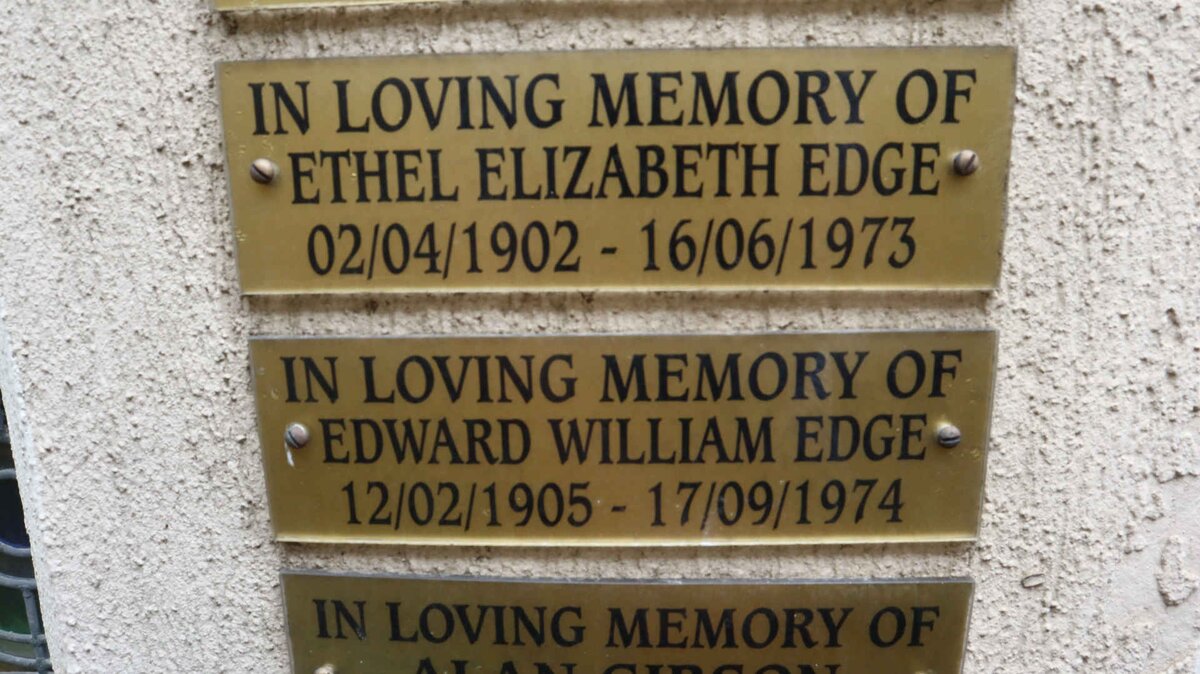 EDGE Edward William 1905-1974 :: EDGE Ethel Elizabeth 1902-1973