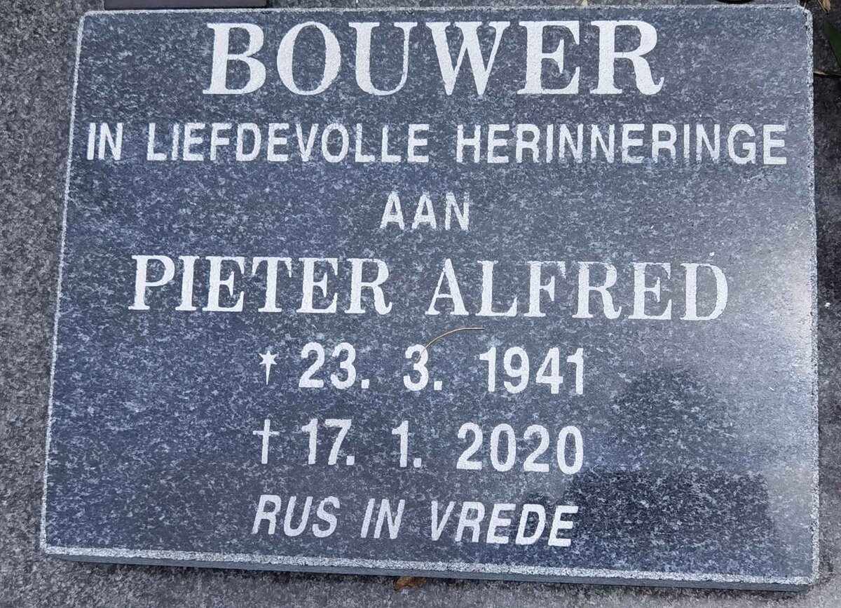 BOUWER Pieter Alfred 1941-2020