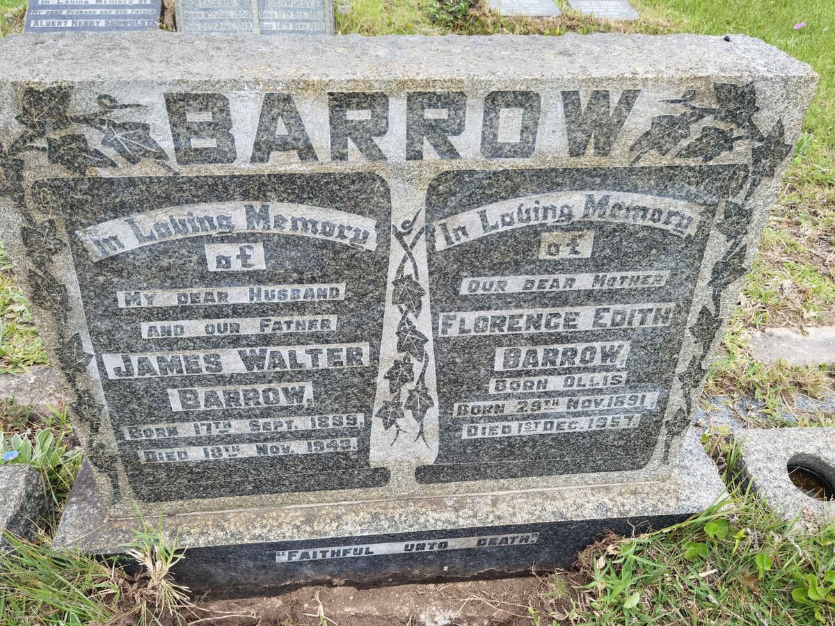 BARROW James Walter 1889-1943 &amp; Florence Edith OLLIS 1891-1957