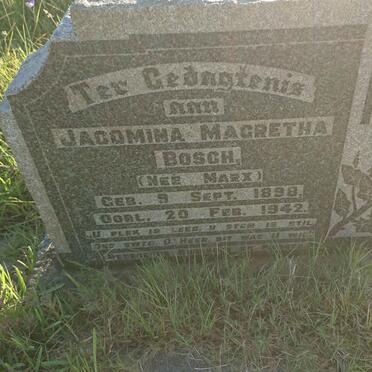 BOSCH Jacomina Magretha nee MARX 1898-1942