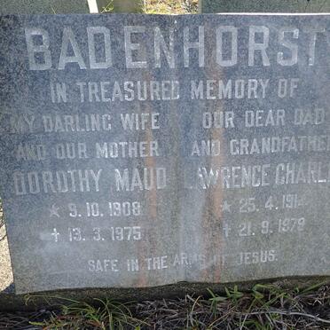 BADENHORST Lawrence Charles 1914-1979 &amp; Dorothy Maud 1908-1975