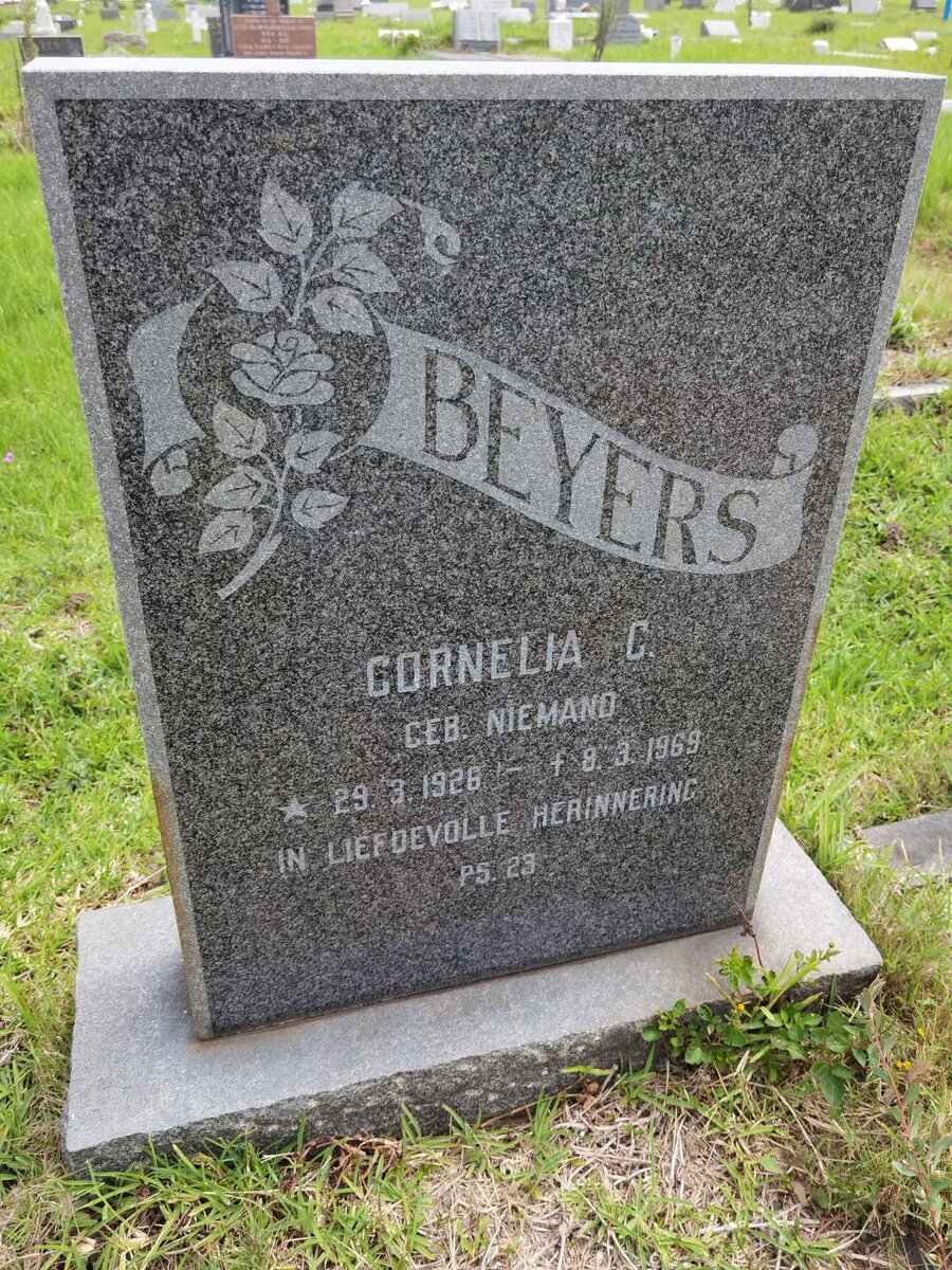 BEYERS Cornelia C. nee NIEMAND 1926-1969