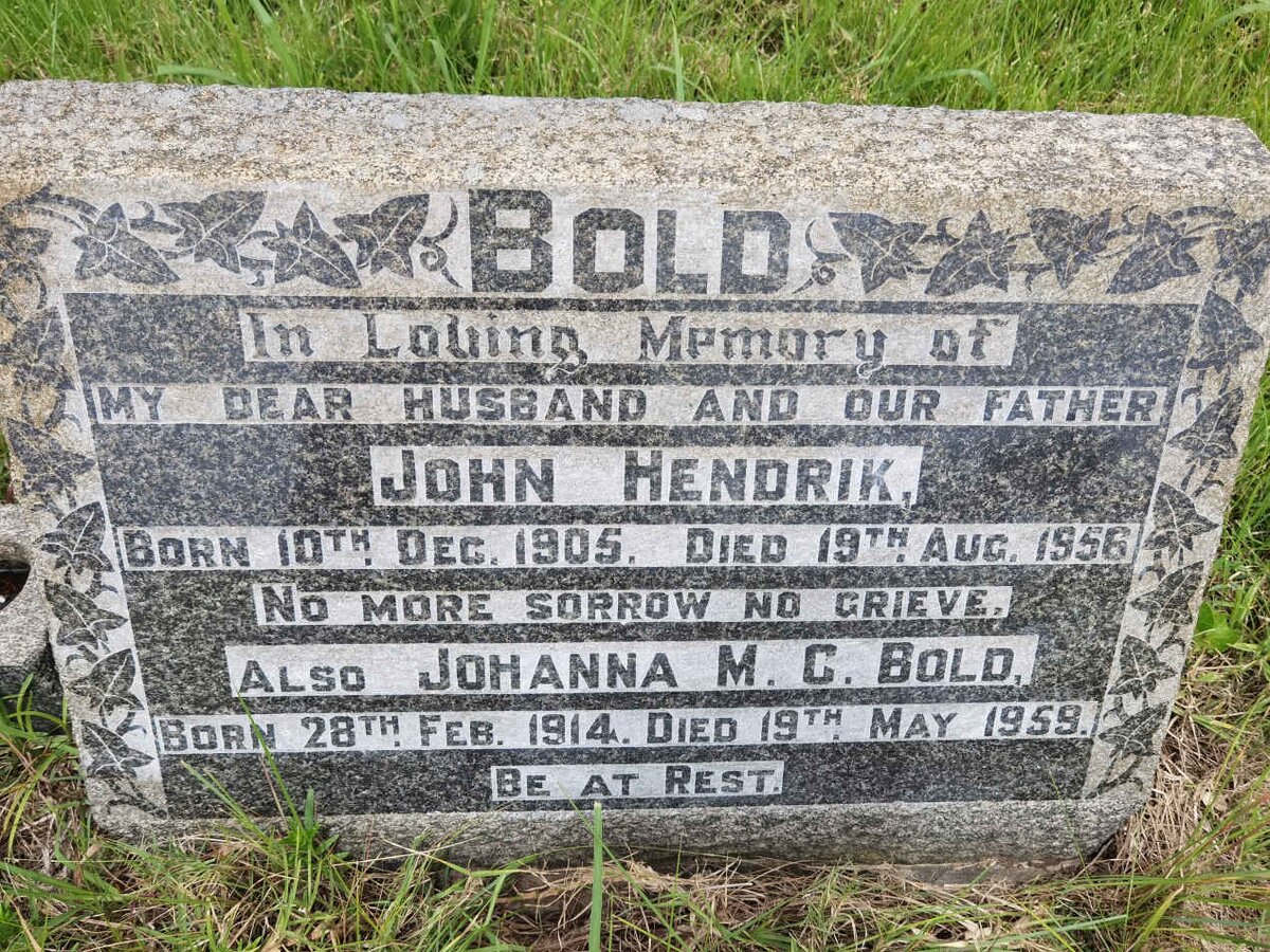 BOLD John Hendrik 1905-1956 &amp; Johanna M.C. 1914-1959