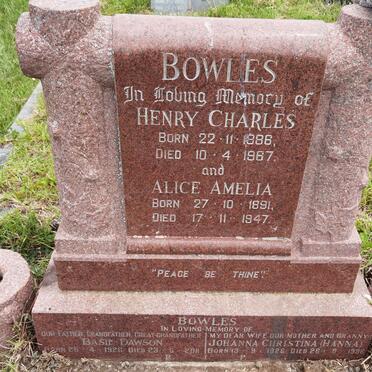 BOWLES Henry Charles 1886-1967 & Alice Amelia 1891-1947 :: BOWLES Basil Dawson 1926-2011 & Johanna Christina 1926-1996