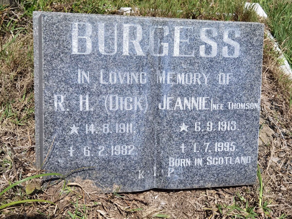 BURGESS R.H. 1911-1982 &amp; Jeannie THOMSON 1913-1995