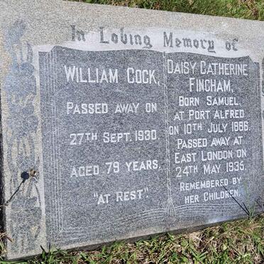 COCK William -1930 :: FINCHAM Daisy Catherine nee SAMUEL 1886-1935