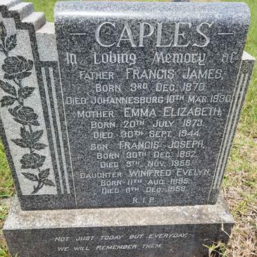 CAPLES Francis James 1870-1930 &amp; Emma Elizabeth 1873-1944 :: CAPLES Francis Joseph 1892-1956