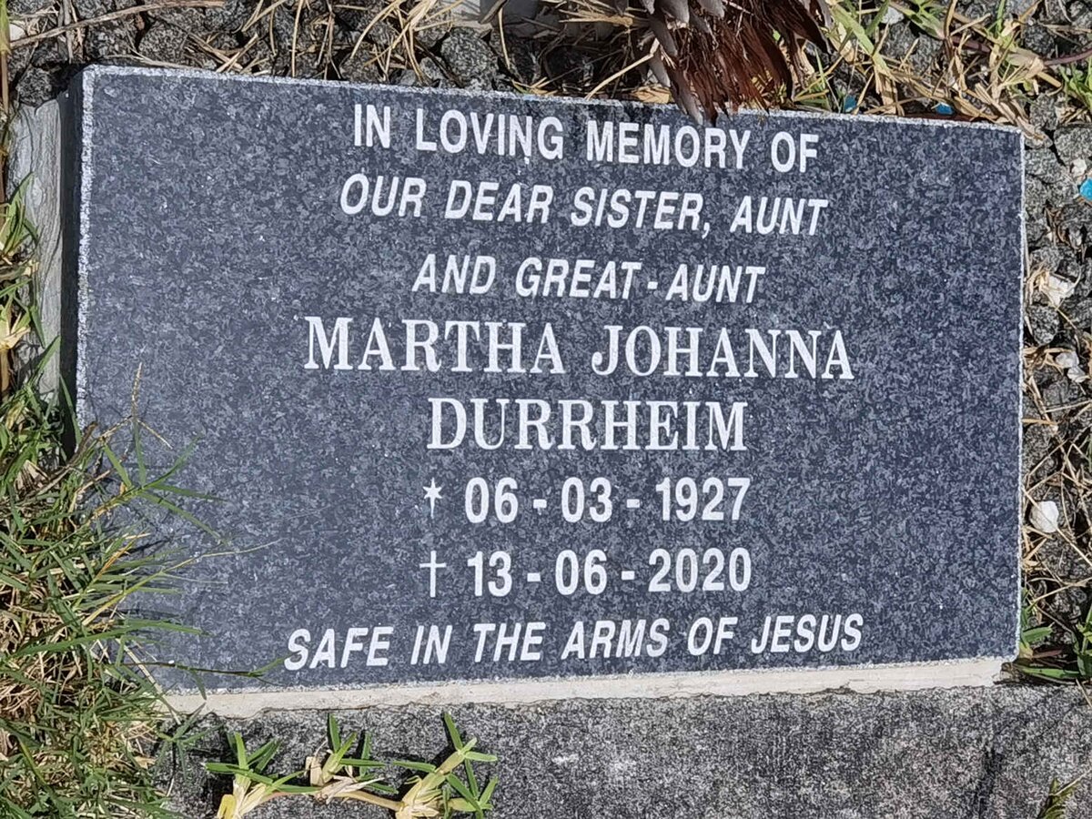 DURRHEIM Martha Johanna 1927-2020