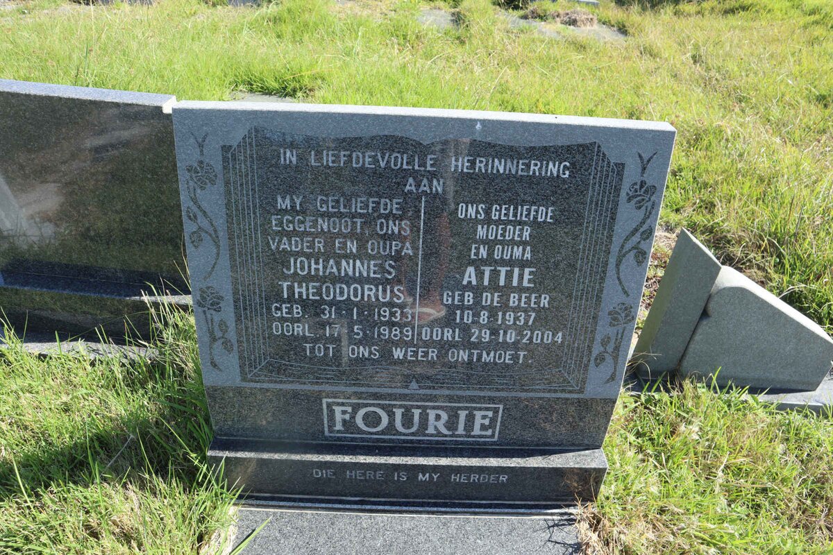 FOURIE Johannes Theodorus 1933-1989 &amp; Attie DE BEER 1937-2004