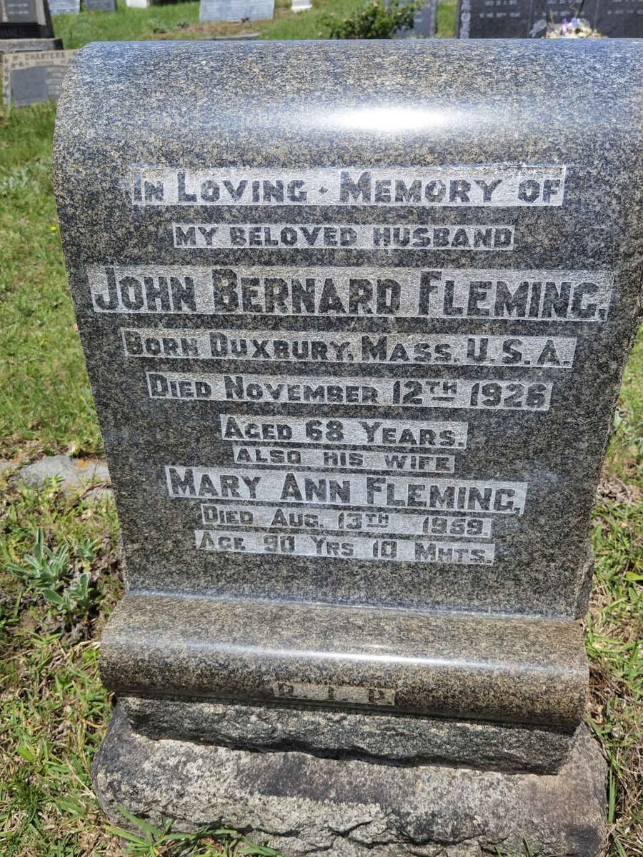 FLEMING John Bernard -1926 &amp; Mary Ann -1959