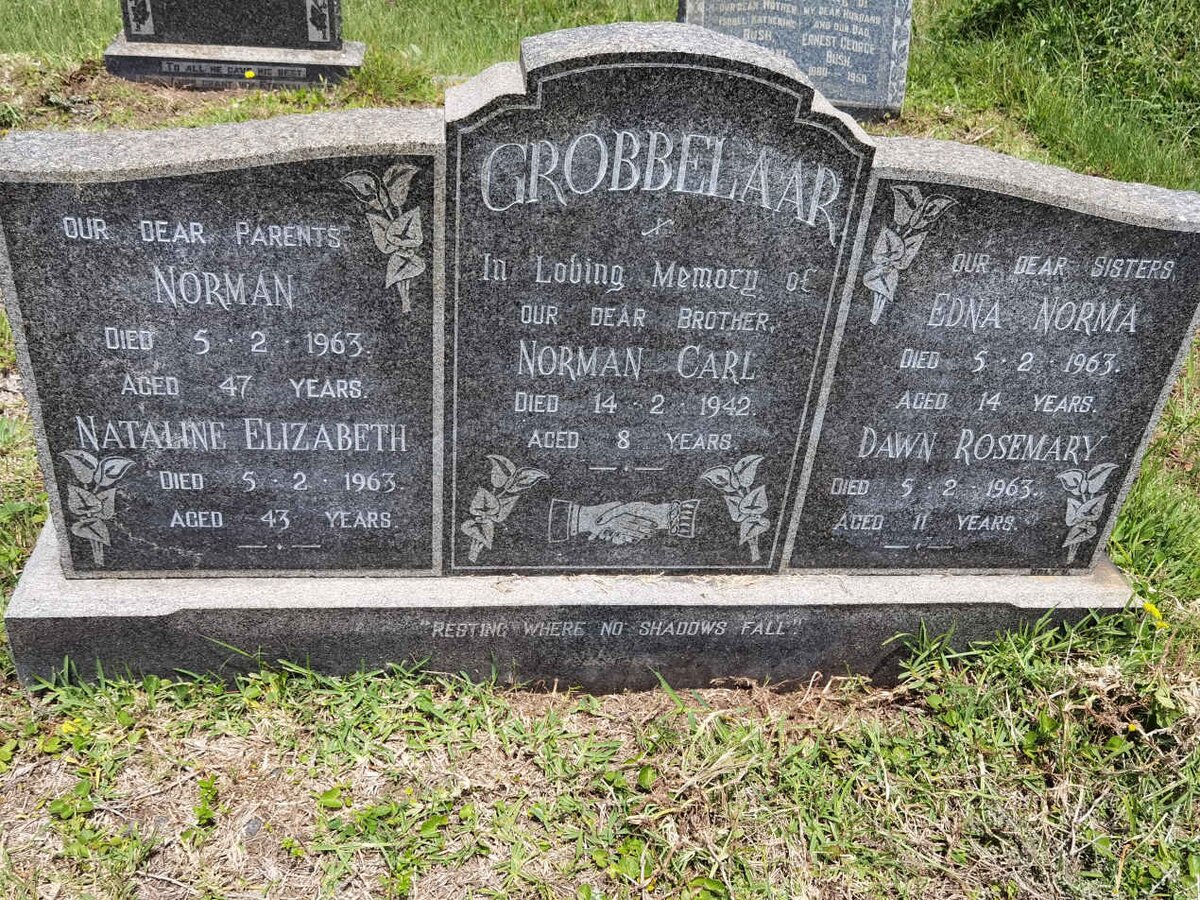 GROBBELAAR Norman -1963 &amp; Nataline Elizabeth -1963 :: GROBBELAAR Edna  Norma -1963 :: GROBBELAAR Dawn Rosemary -1963 :: GROBBELAAR Norman Carl -1942