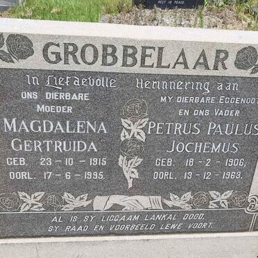 GROBBELAAR Petrus Paulus Jochemus 1906-1963 &amp; Magdalena Gertruida 1915-1995