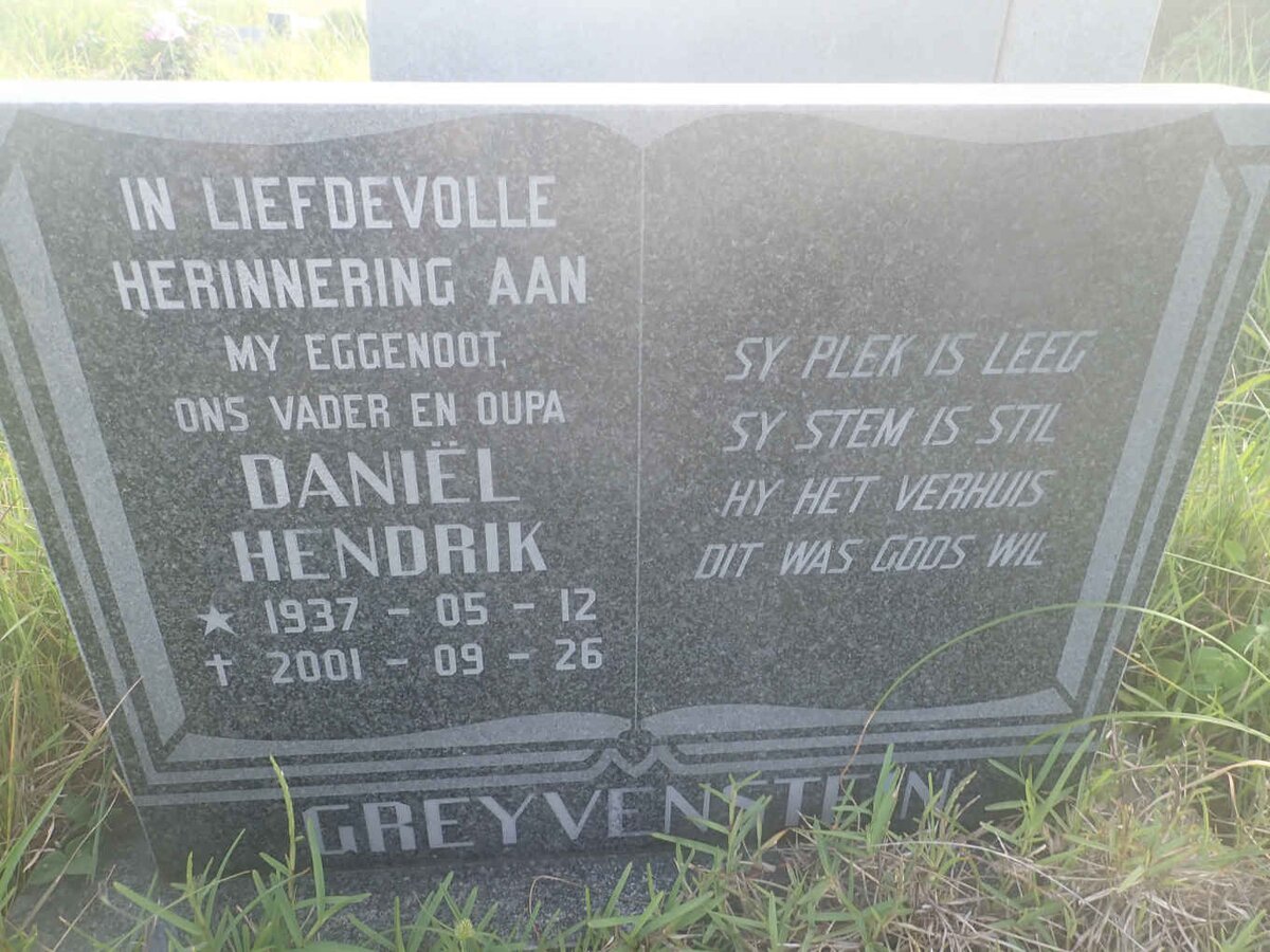 GREYVENSTEIN Daniël Hendrik 1937-2001
