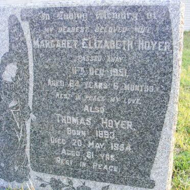 HOYER Thomas 1893-1954 &amp; Margaret Elizabeth -1951