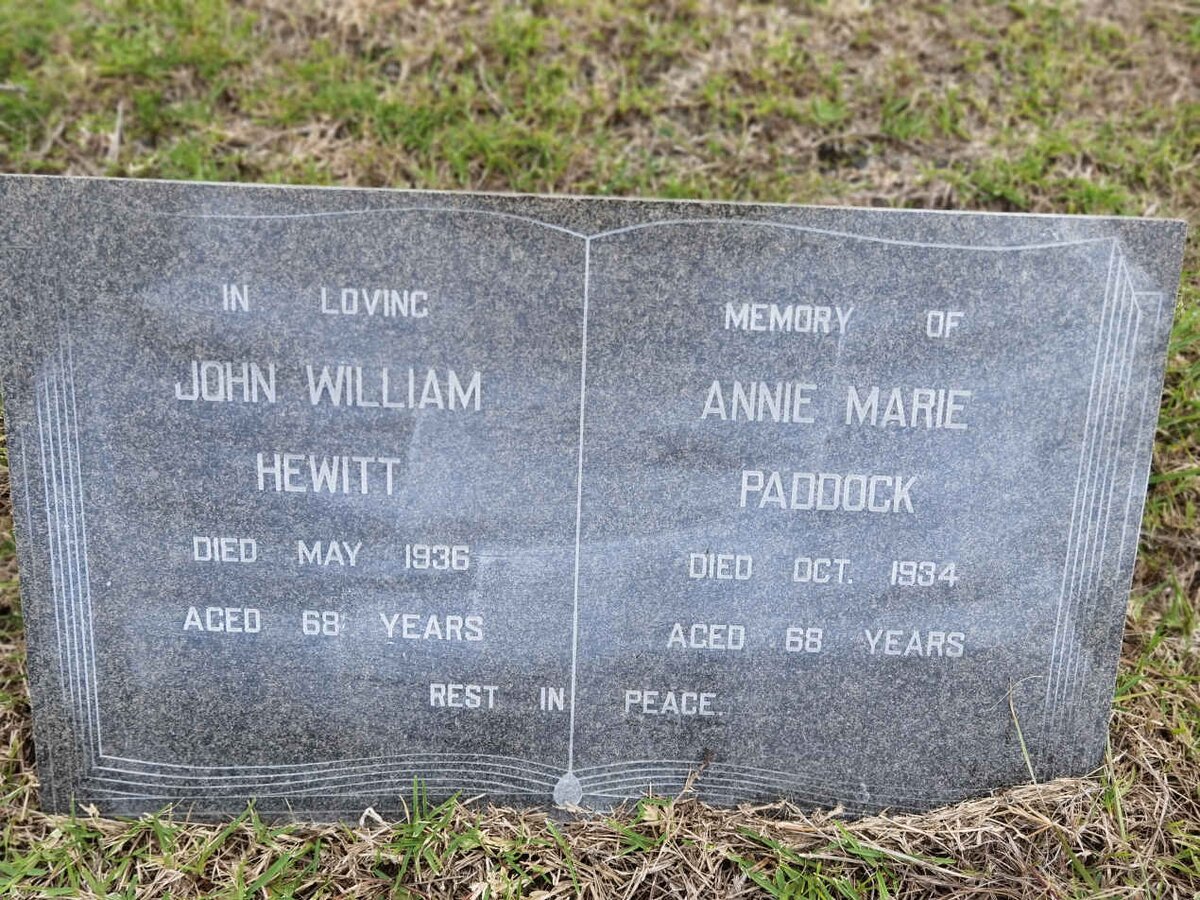 HEWITT John William -1936 &amp; Annie Marie PADDOCK -1934