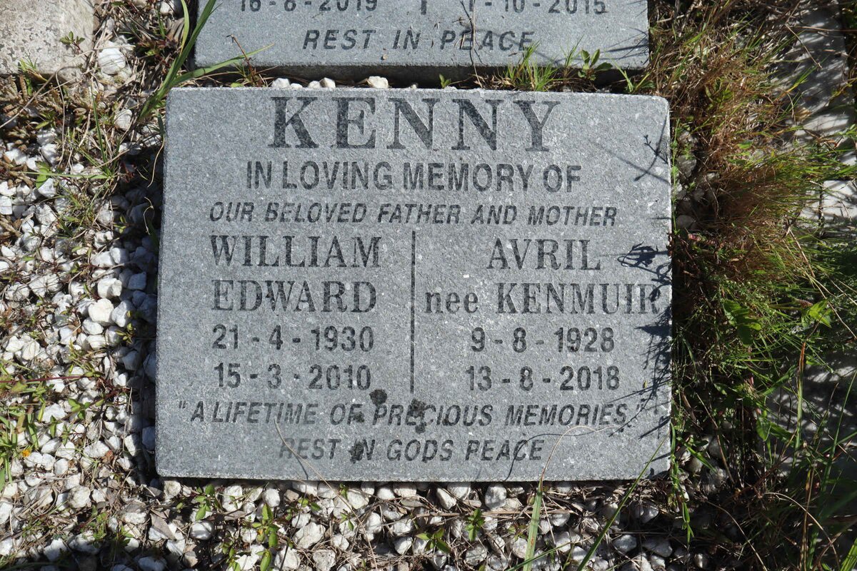 KENNY William Edward 1930-2010 &amp; Avril KENMUIR 1928-2018