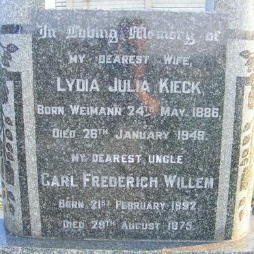 KIECK Carl Frederich Willem 1892-1875 &amp; Lydia Julia WEIMANN 1886-1949