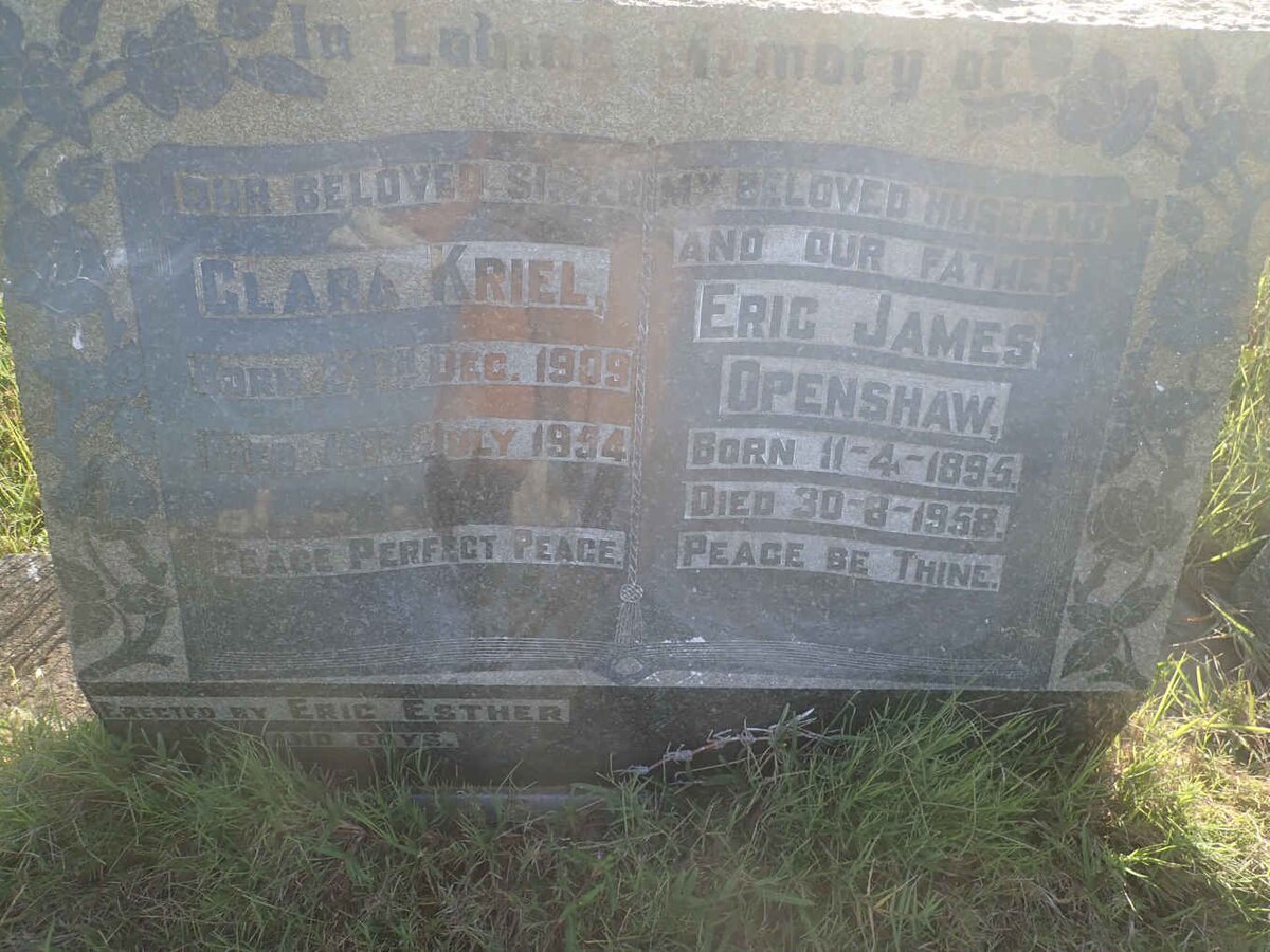 OPENSHAW Eric James 1895-1958 &amp; Clara KRIEL 1909-1954