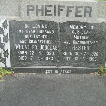 PHEIFFER Wheatley Douglas 1923-1973 &amp; Hester 1925-1995
