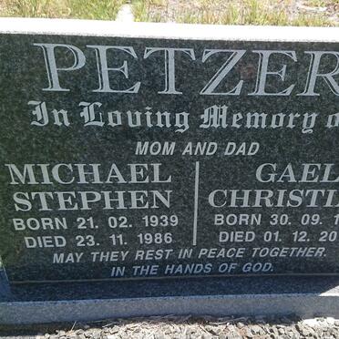 PETZER Michael Stephen 1939-1986 &amp; Gael Christine 1941-2012