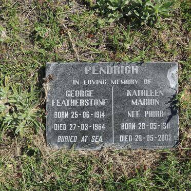 PENDRICH George Featherstone 1914-1964 &amp; Kathleen Marion PRIOR 1911-2002