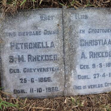 RHEEDER Christiaan A. 1865-1938 &amp; Petronella S.M. GREYVENSTEIN 1866-1950
