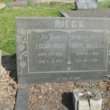 RIECK Edgar Louis 1915-1972 &amp; Unity Matilda 1915-1982