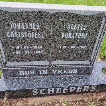 SCHEEPERS Johannes Christoffel 1924-1998 &amp; Aletta Dorathea 1927-